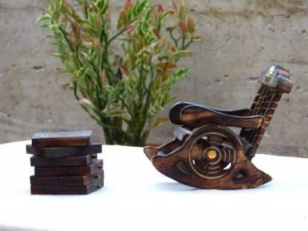 Craftland wooden antique miniature chair shape tea,coffee,drink hot/cold coaster set with 6 coaster for kitchen/dining table/off